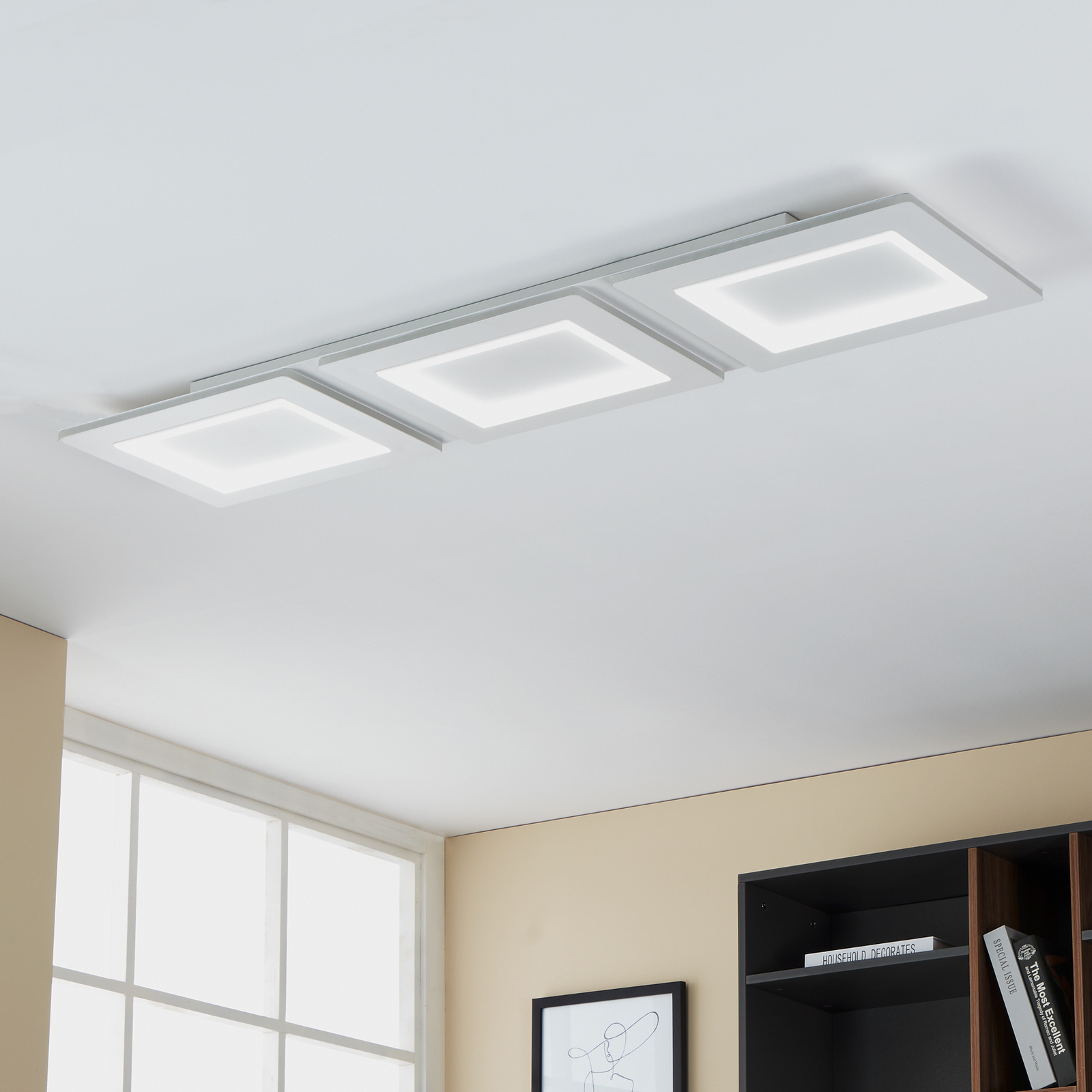 EGLO connect LED plafondlamp Padrogiano-Z 3-lamps, 120 x 30 cm